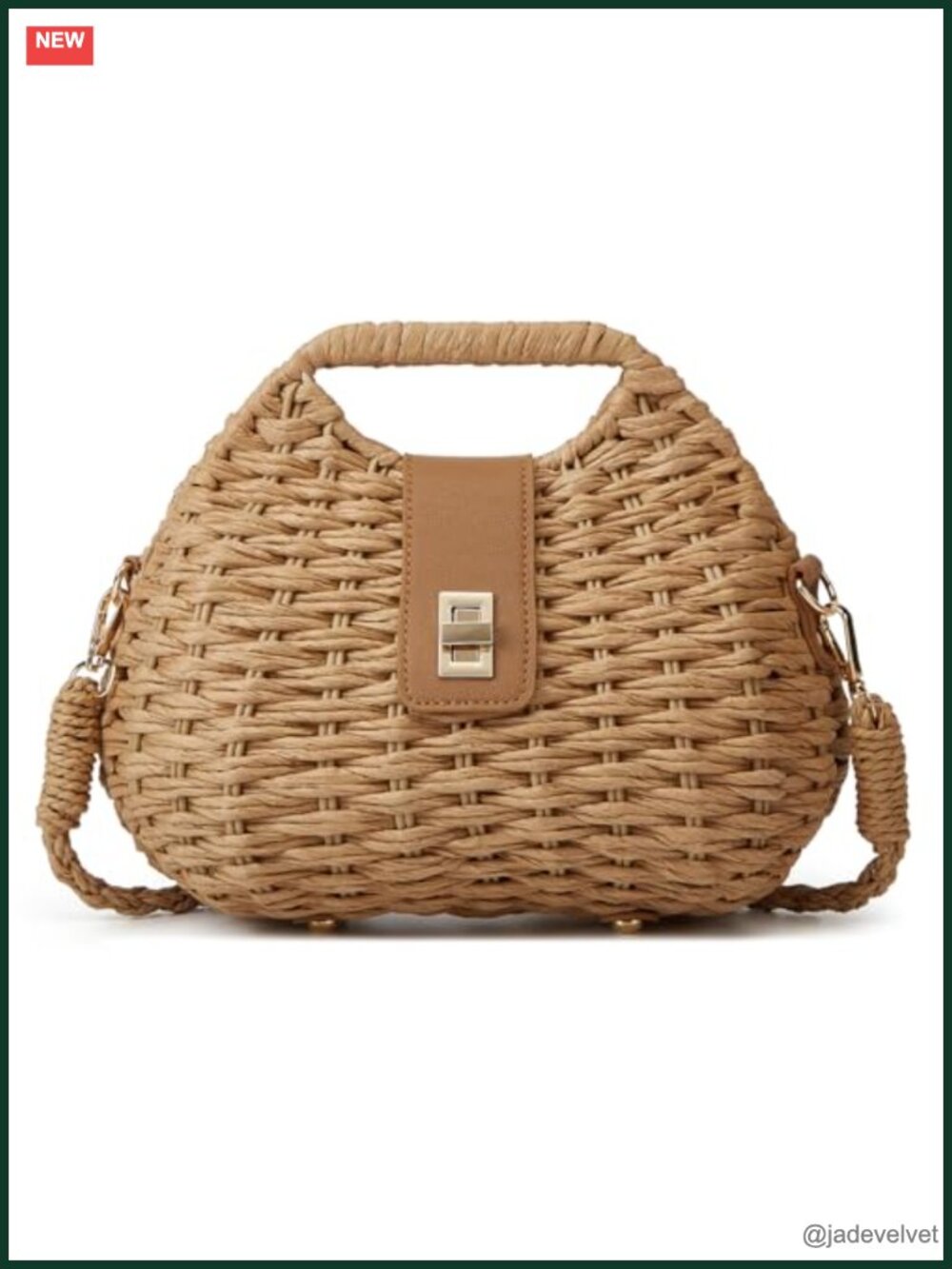 Natural Straw Beach Bag Woven Crossbody Shoulder Handbag Summer Travel